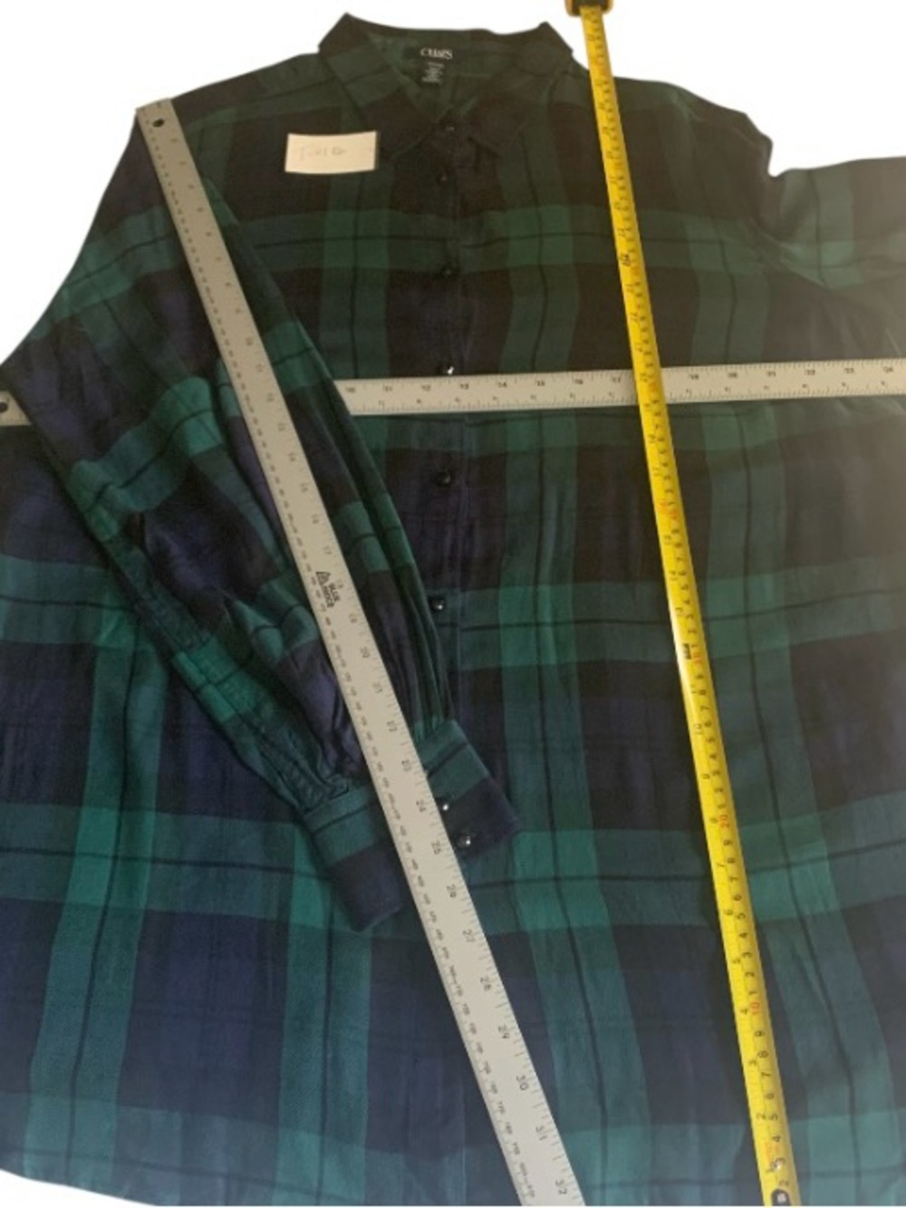 🆕 Chaps Black Watch Tartan Shirt Plaid Button Up Classic Black Green 1X - Picture 13 of 15